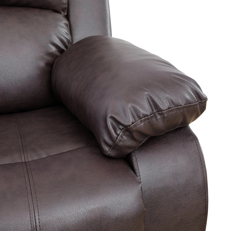Ainehome "Cinema" 3-Piece Brown Faux Leather Manual Reclining Sofa Set