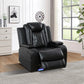 Black Leather Power Reclining Sofa Set with Smart Console & LED Lighting