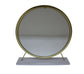 Adao - Vanity Mirror & Stool - Faux Fur, Mirror, White & Brass
