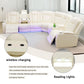 Ainehome Off-White Leather Power Reclining Sectional Sofa with Smart Tea Table & Organizer