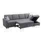 Ainehome Dark Grey Fabric Extendable Sofa Bed 6-Piece Sectional with Storage