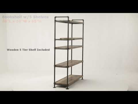 Brantley - 65" Bookshelf - Oak & Sandy Black