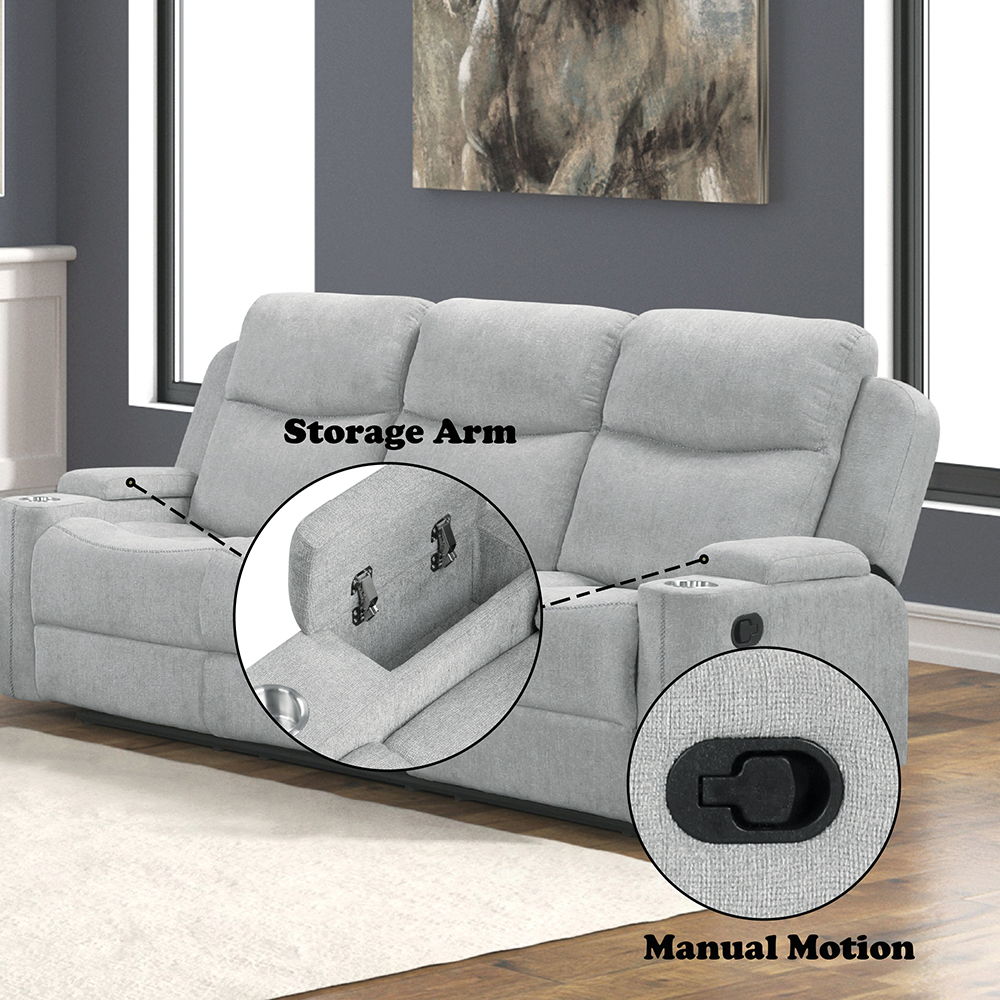 Galya - Motion Sofa - Light Gray Chenille