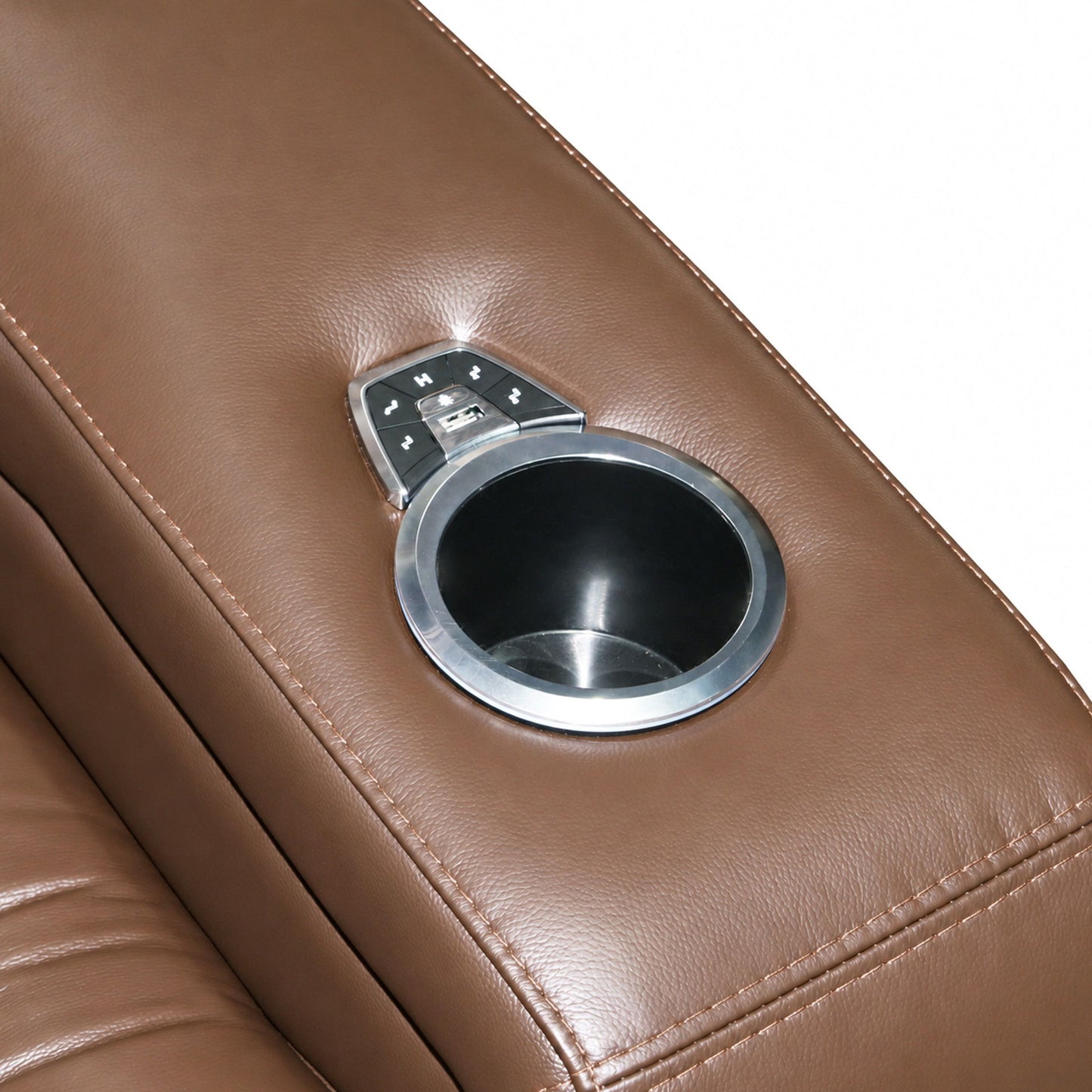 Dorian - Reclining Leather Loveseat With Power Headrest, Footrest And Cooler - Brown
