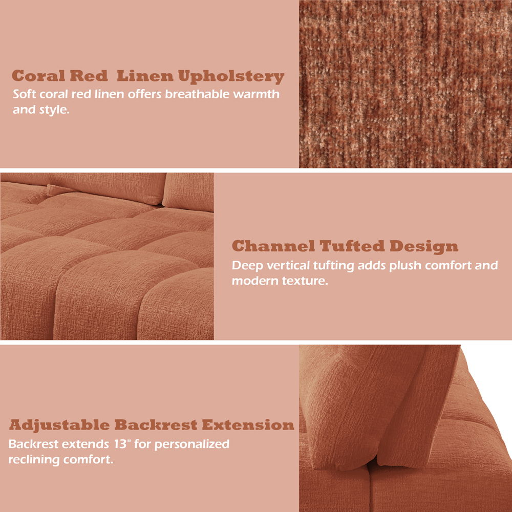 Loanna - Modular - Loveseat - Coral Red Linen