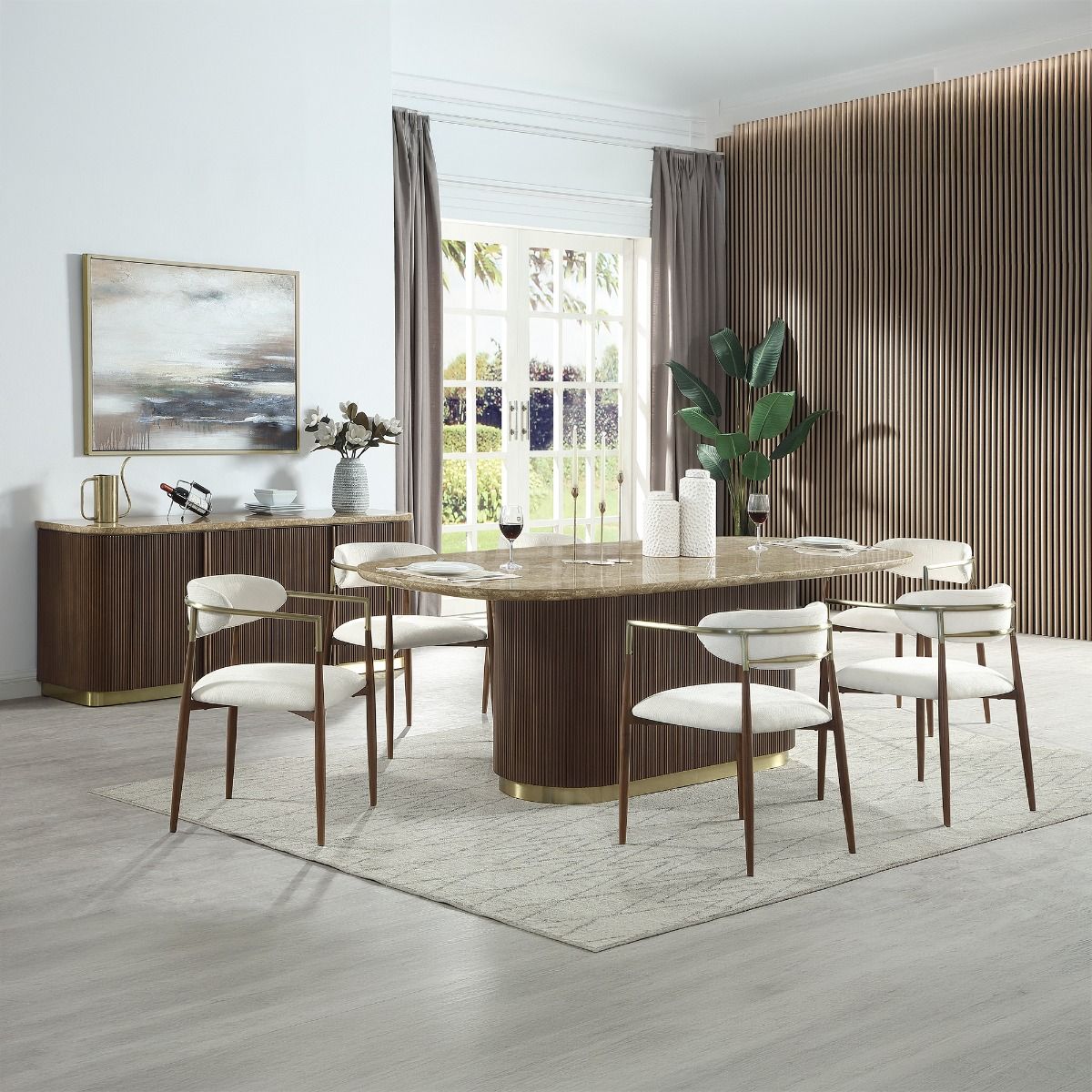 Clayten - Dining Table With Natural Marble Top