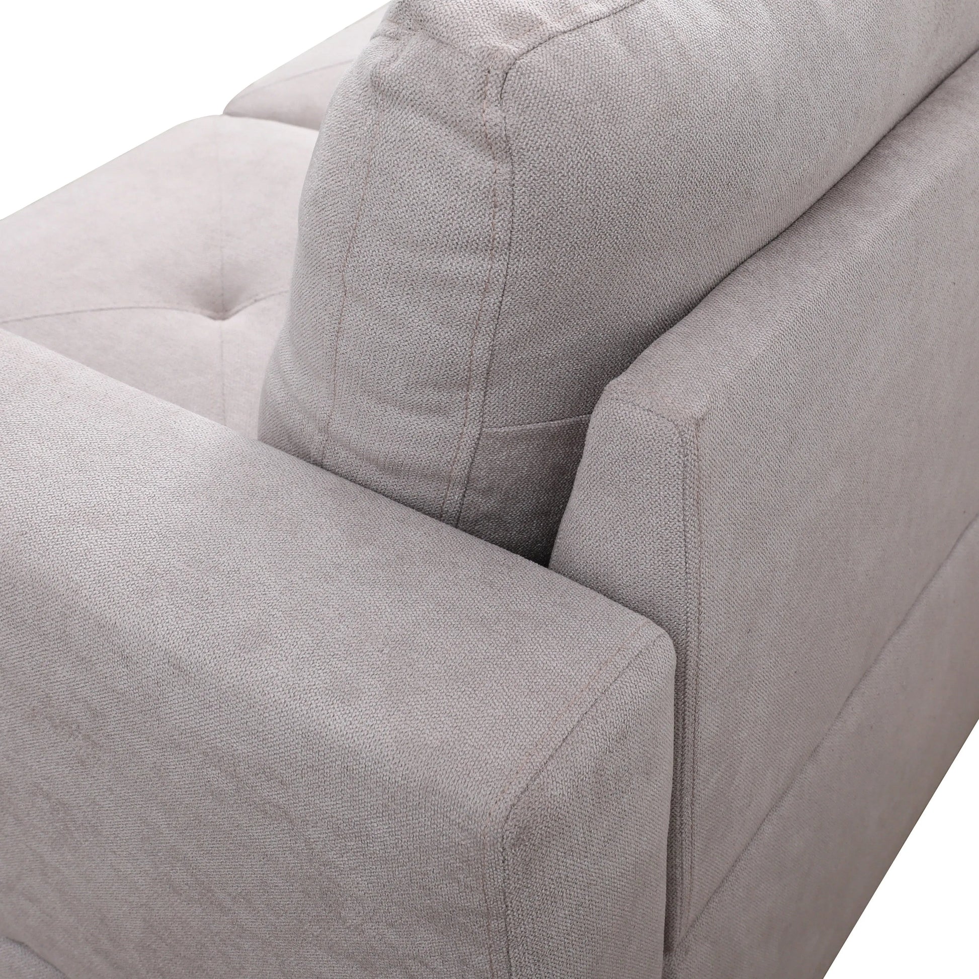 97" Wide Grey White Flannelette L-Shaped Living Room Sofa Set — image 8
