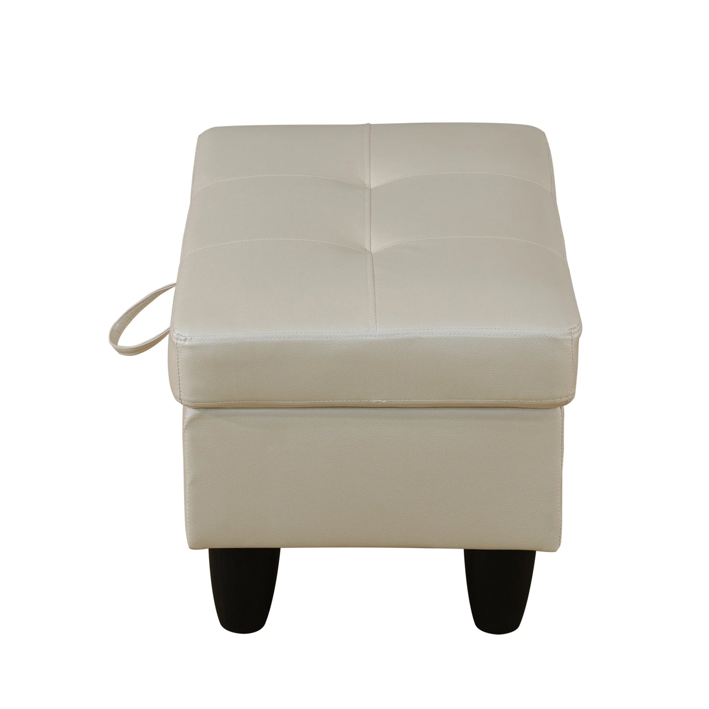Ainehome White Faux Leather Modular Sofa with Storage Ottoman
