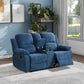 Cinema 3-Piece Blue Fabric Manual Reclining Sofa Set