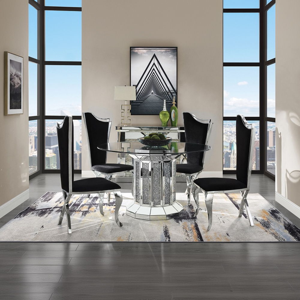 Cyrene - Side Chair (Set of 2) - Black Fabric & Stainless Steel