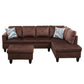 97" Wide Brown Microfiber L-Shaped Living Room Sectional Sofa Set — image 6