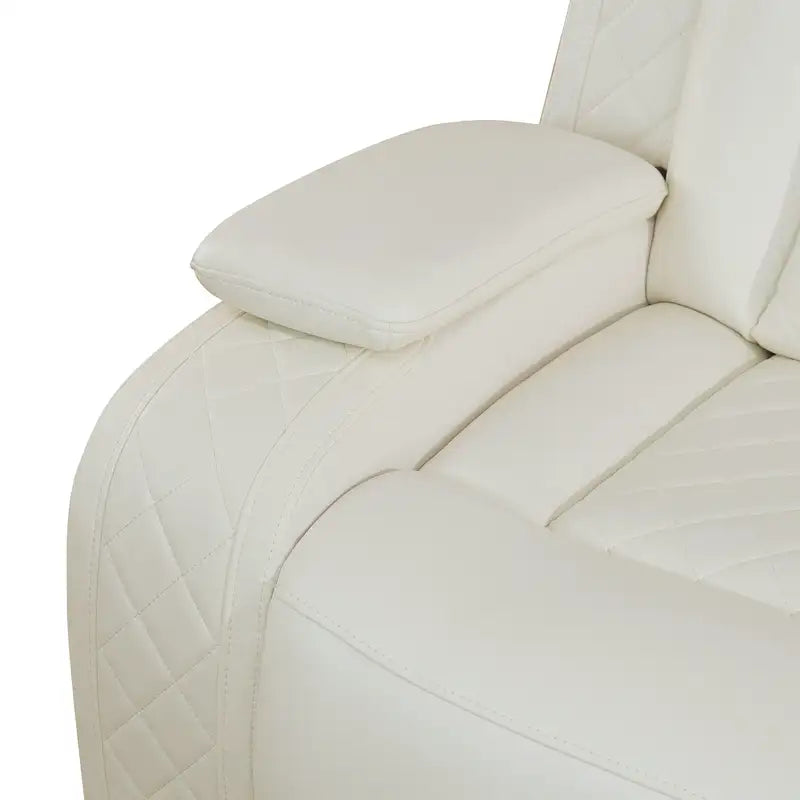 Ainehome Off-White 3-Piece Intelligent Power Reclining Leather Sectional Sofa Set with Smart Features