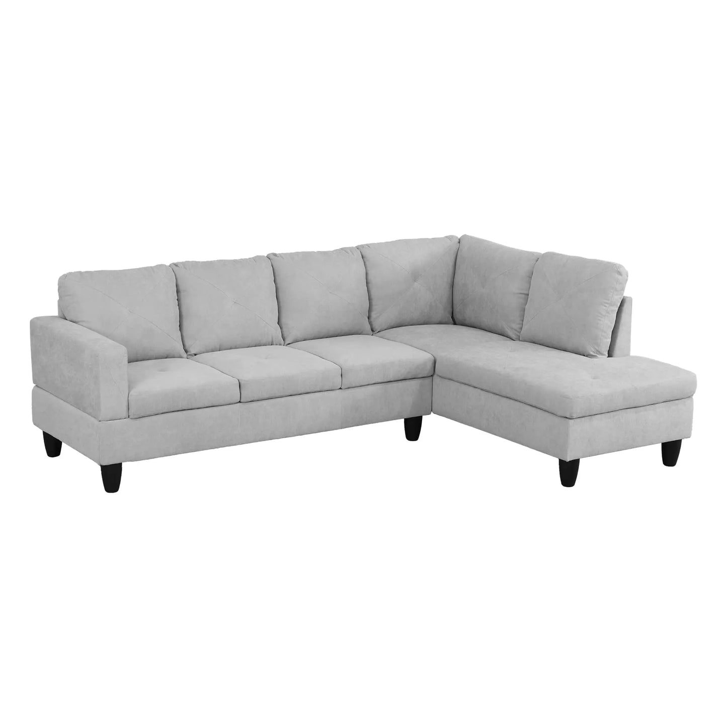 97" Wide Grey White Flannelette L-Shaped Living Room Sofa Set — image 12