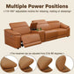 Ainehome Light Brown Leather 5-Seater Modular Power Reclining Sectional Sofa Set with Smart Storage & USB