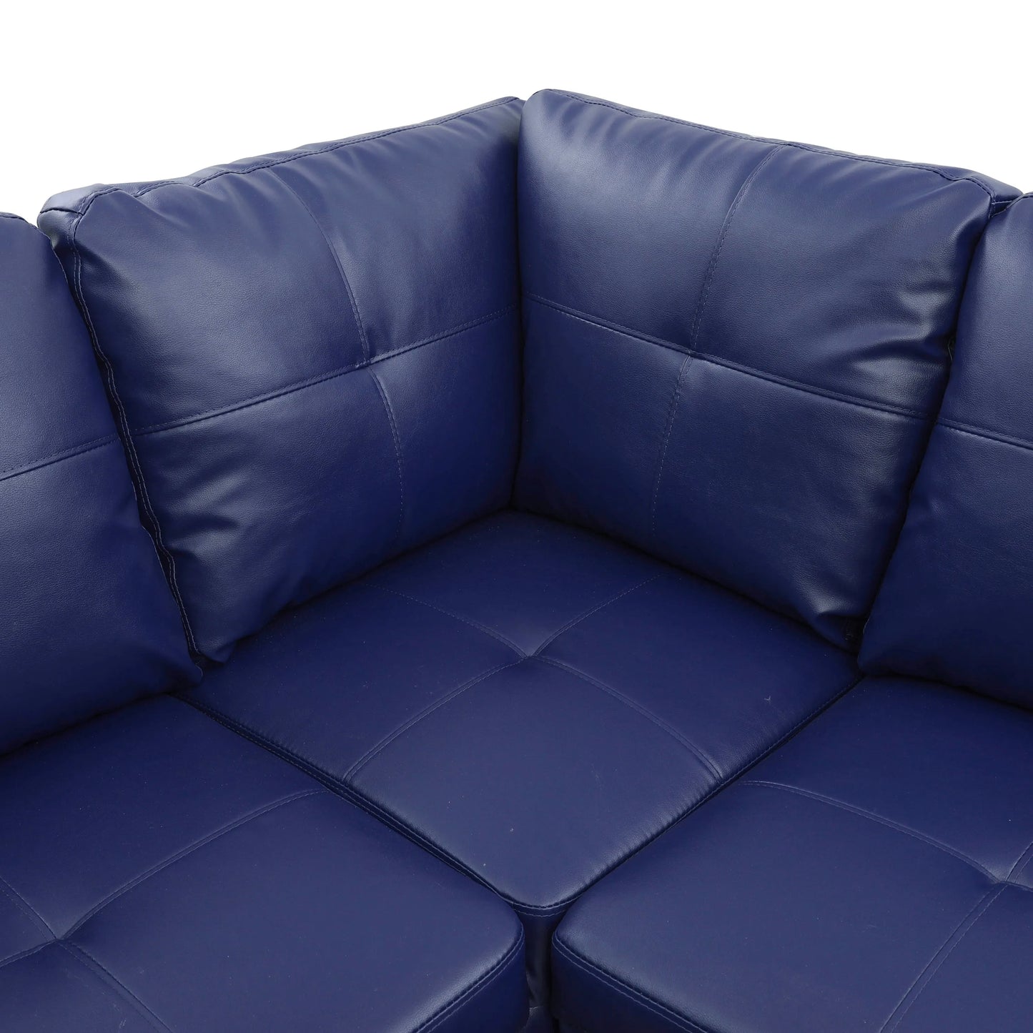 Ainehome 97" Wide Blue Faux Leather L-Shaped Living Room Sectional Sofa Set