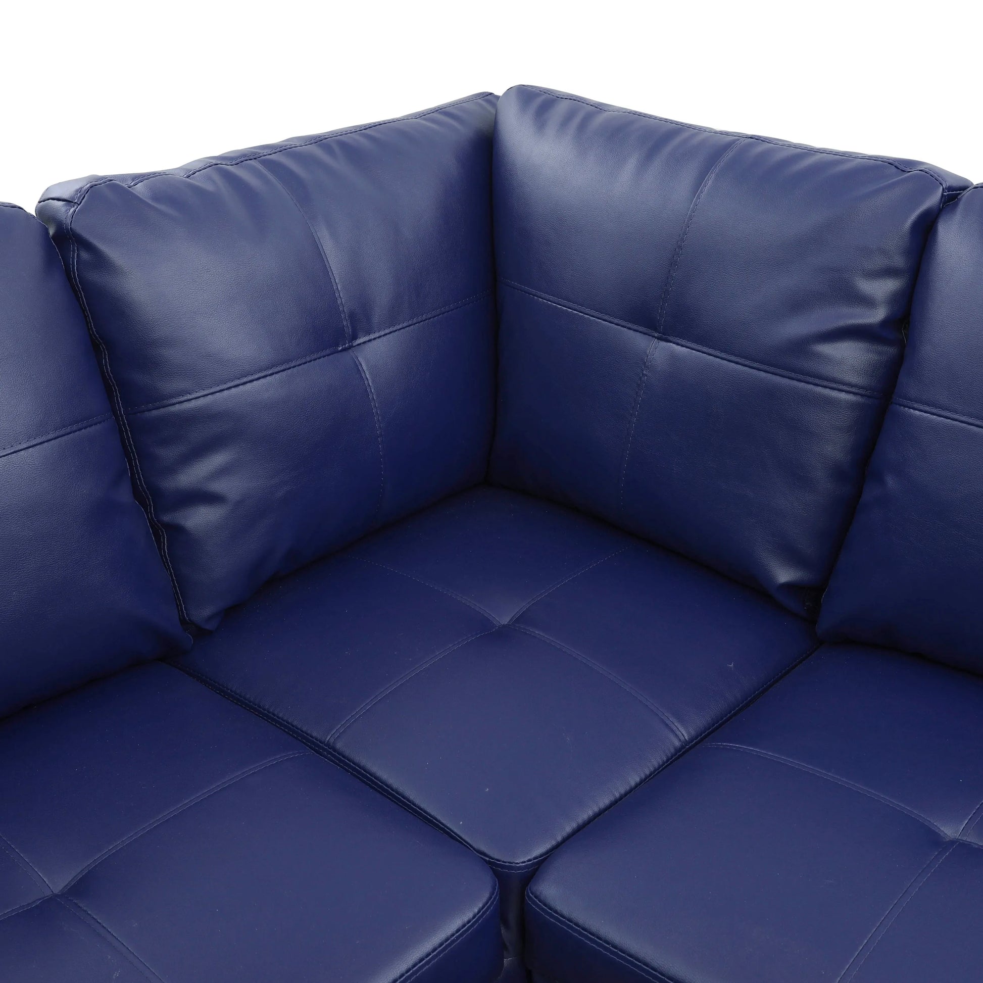 Ainehome 97" Wide Blue Faux Leather L-Shaped Living Room Sectional Sofa Set