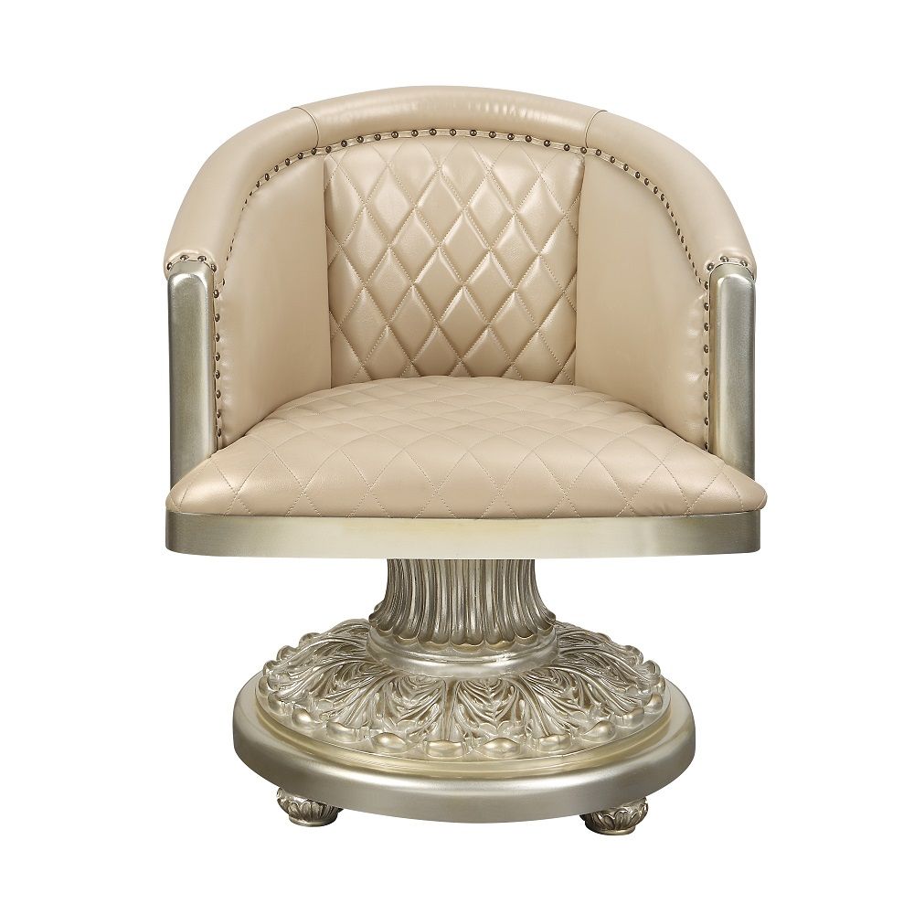 Sorina - Arm Chair - Synthetic Leather & Antique Gold