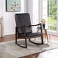 Raina - Rocking Chair - Dark Brown Synthetic Leather & Espresso