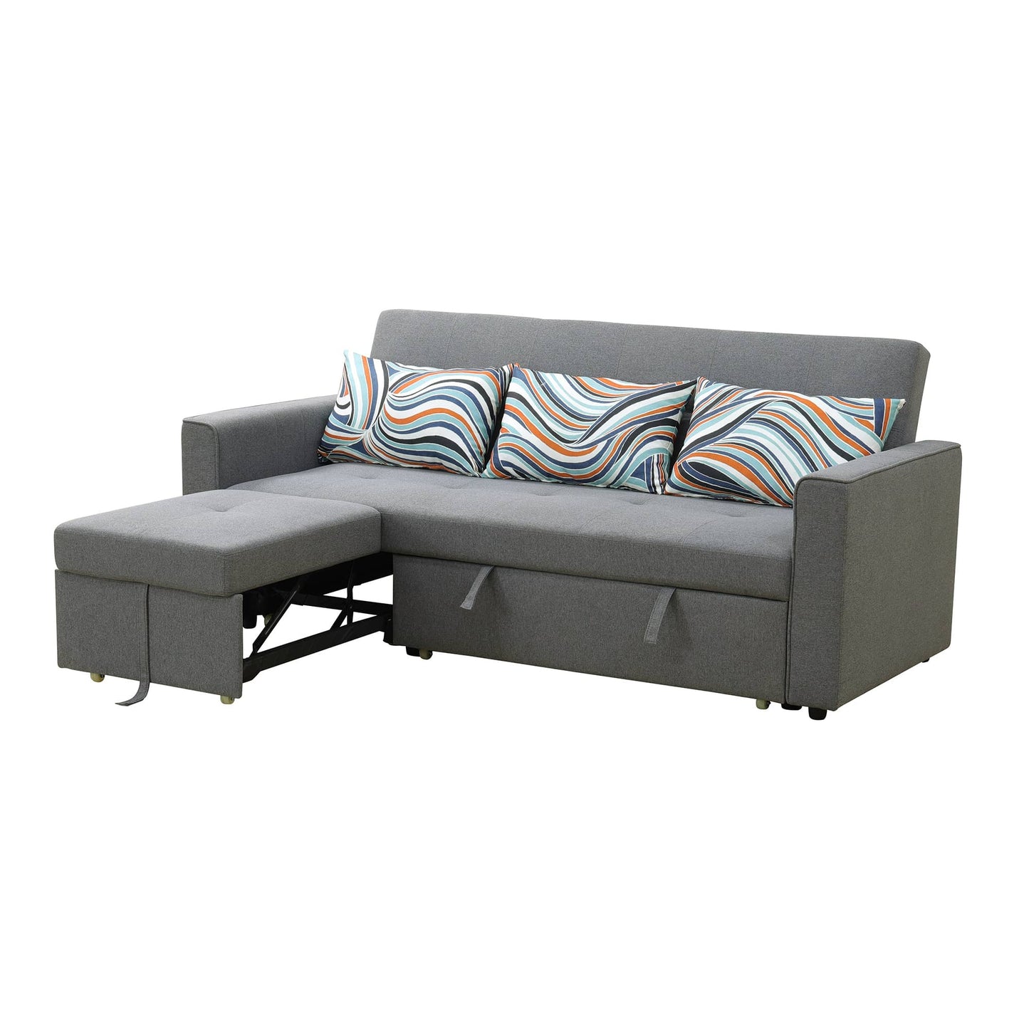 Grey Sackcloth Wide Convertible Sofa Bed image 2
