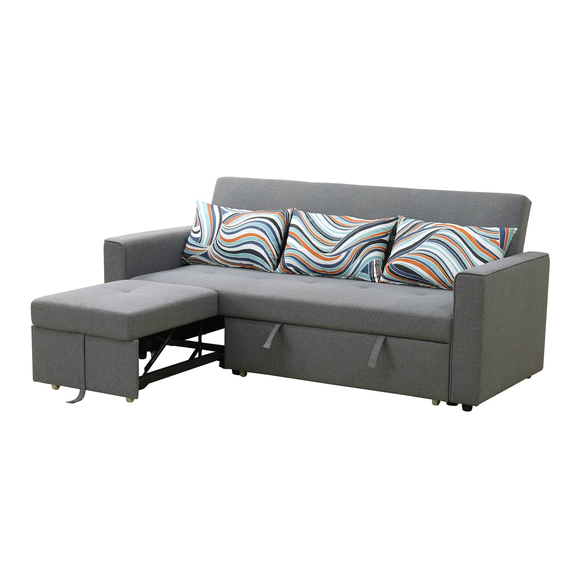 Grey Sackcloth Wide Convertible Sofa Bed image 2