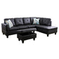 97" Wide Black Faux Leather L-Shaped Living Room Sectional Sofa Set — image 4