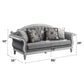Florian - Sofa With 4 Pillows - Gray Fabric & Antique White