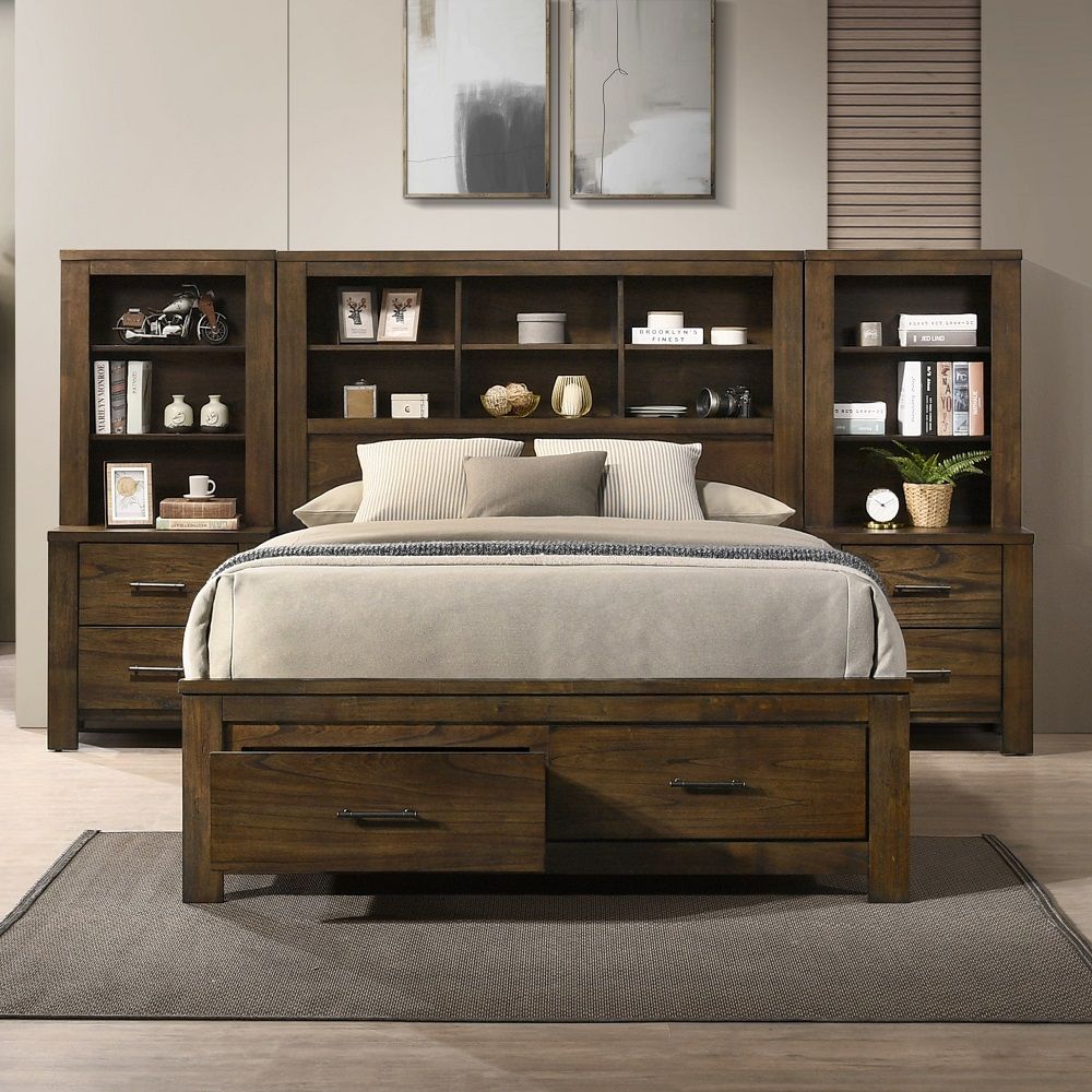 Merrilee II - Queen Bed With Storage - Oak