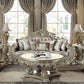 Sorina - Sofa With 7 Pillows - Velvet, Fabric & Antique Gold