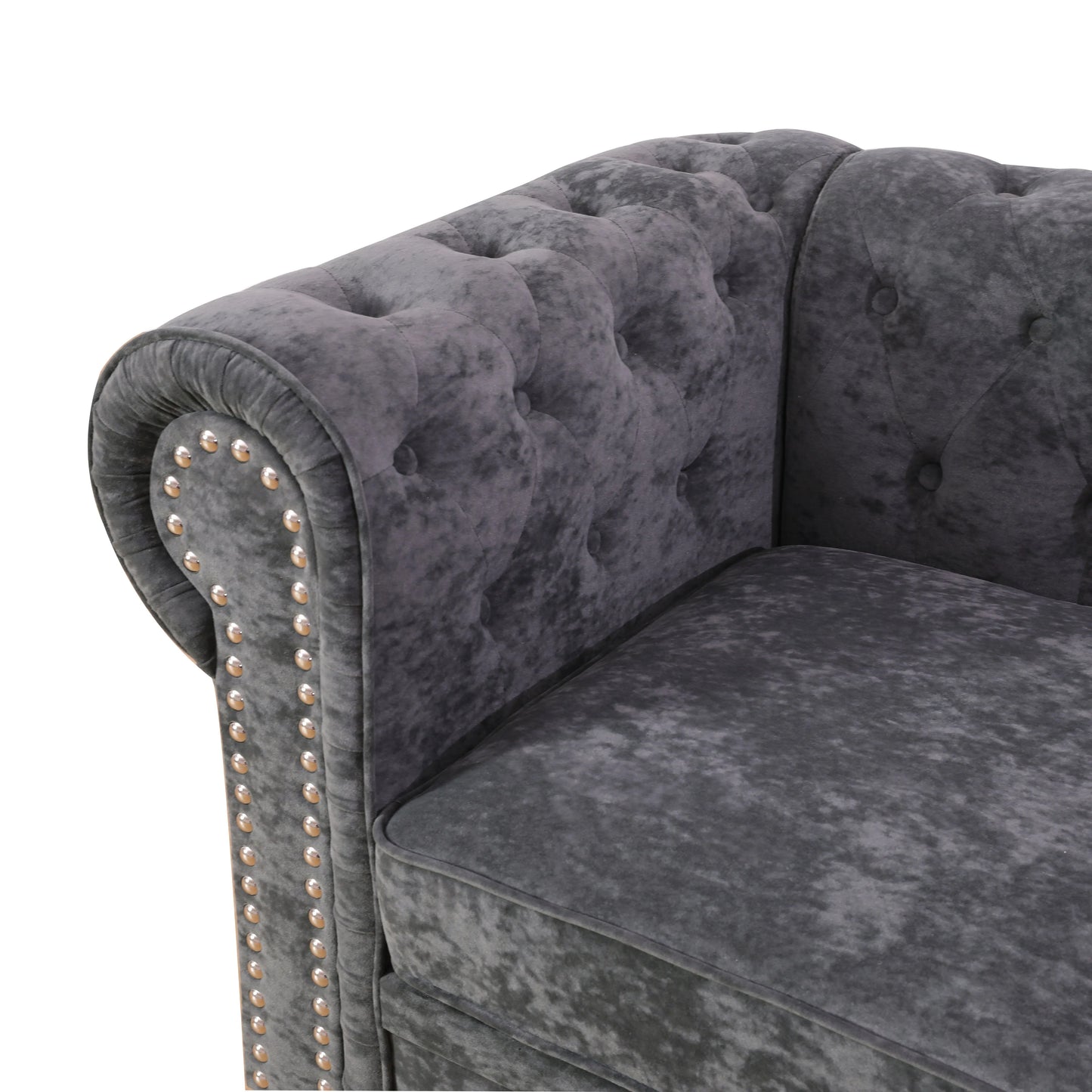 Ainehome Dark Gray Flannelette 2-Piece Sofa Set with Handcrafted Design
