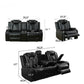 Ainehome Black Leather Power Reclining Sofa Set with Smart Console & LED Lighting