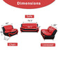Ainehome Black & Red Faux Leather 3-Piece Living Room Sofa Set with Elegant Design