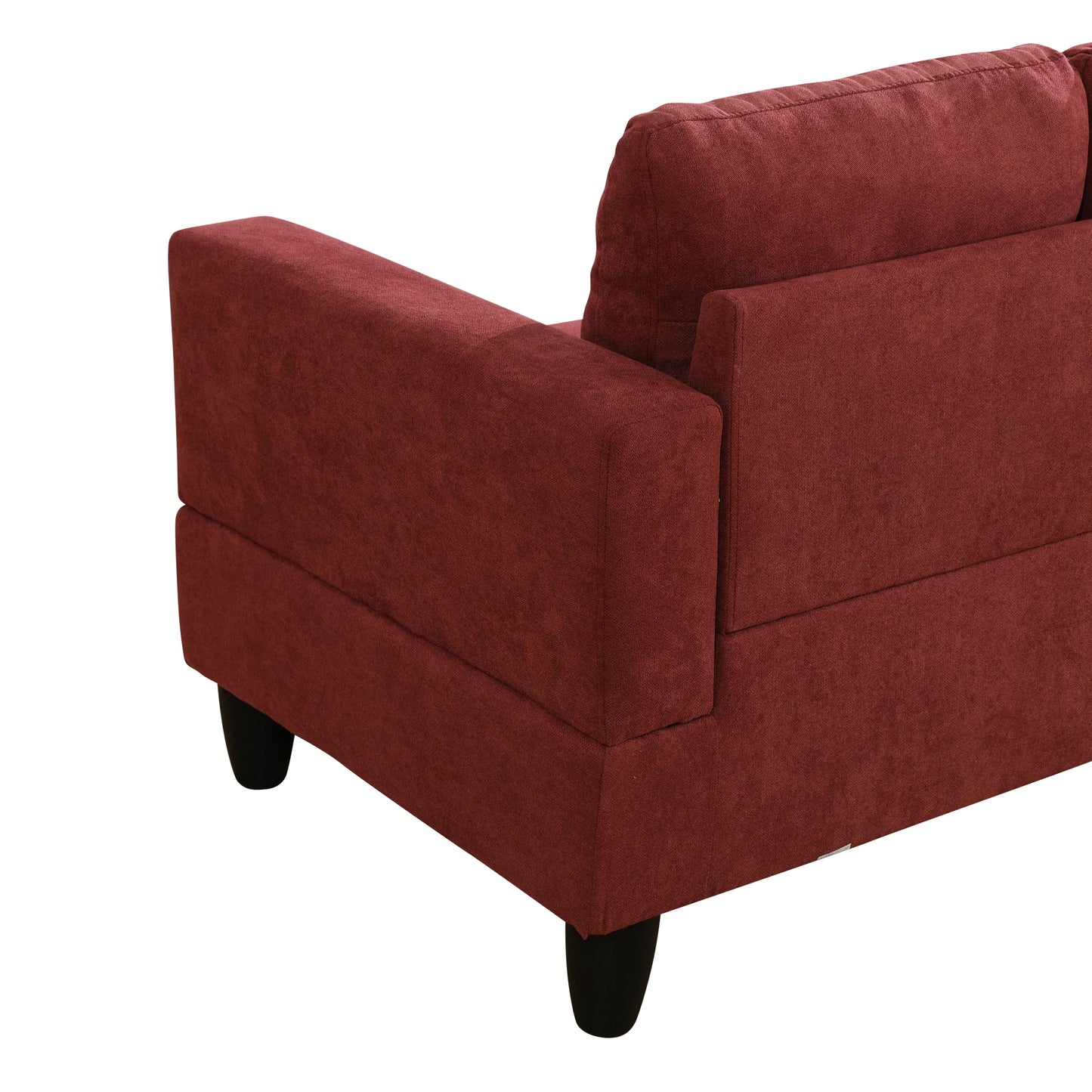 97" Wide Red Flannelette L-Shaped Living Room Sectional Sofa Set — image 8