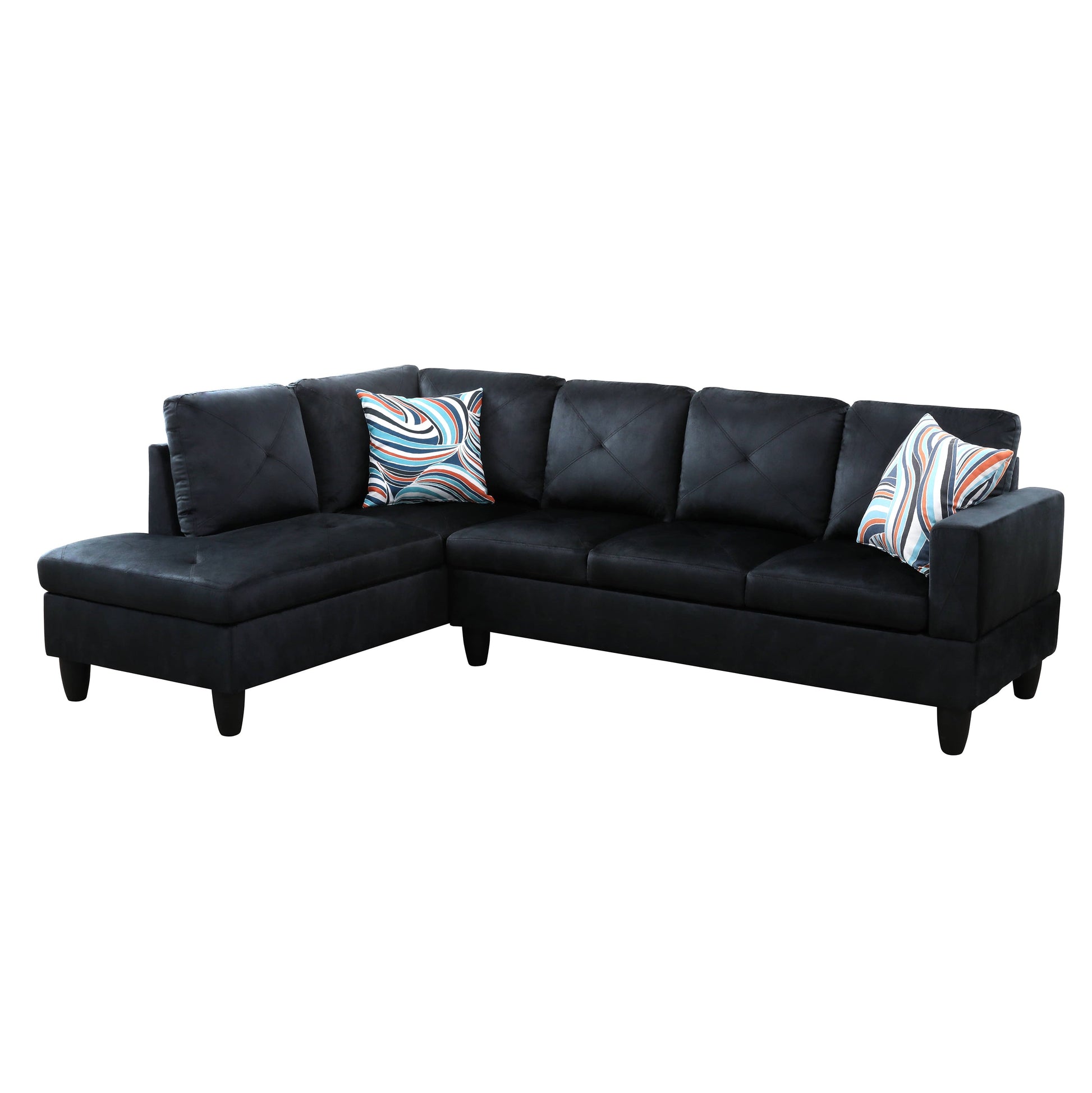 97" Wide Midnight Blue Microfiber L-Shaped Living Room Sectional Sofa Set — image 4