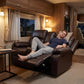 Ainehome 68" Manual RV Loveseat Recliner with Storage Console - Breathable Synthetic Leather Motorhome Sofa Replacement - 67" Full Extension & 26" Door Friendly - Walnut Brown
