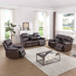 Ainehome "Cinema" 3-Piece Brown Faux Leather Manual Reclining Sofa Set