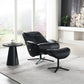 Labonita - Motion Accent Chair With Swivel & Ottoman - Black Top Grain Leather & Black