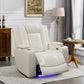 White Leather Power Reclining Sofa Set with Smart Consoles & 170° Recline