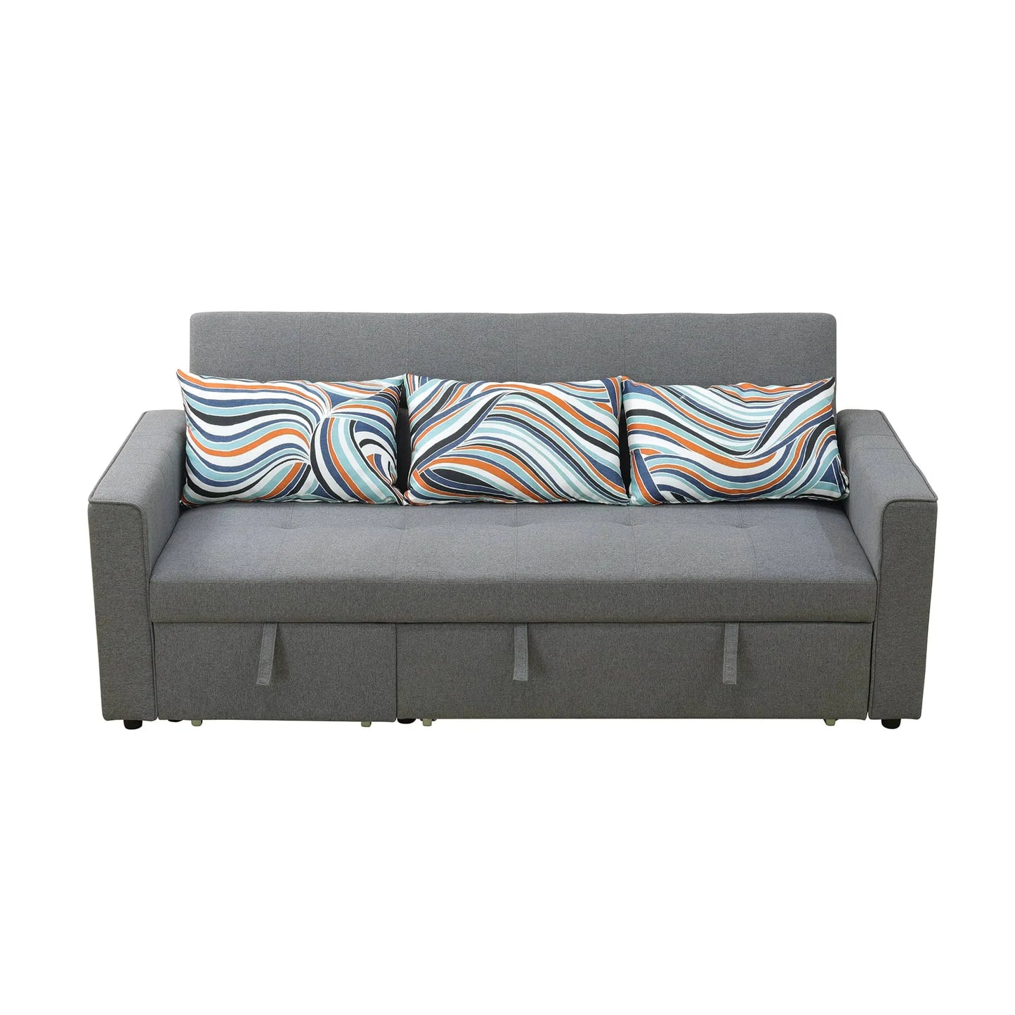 Grey Sackcloth Wide Convertible Sofa Bed image 5