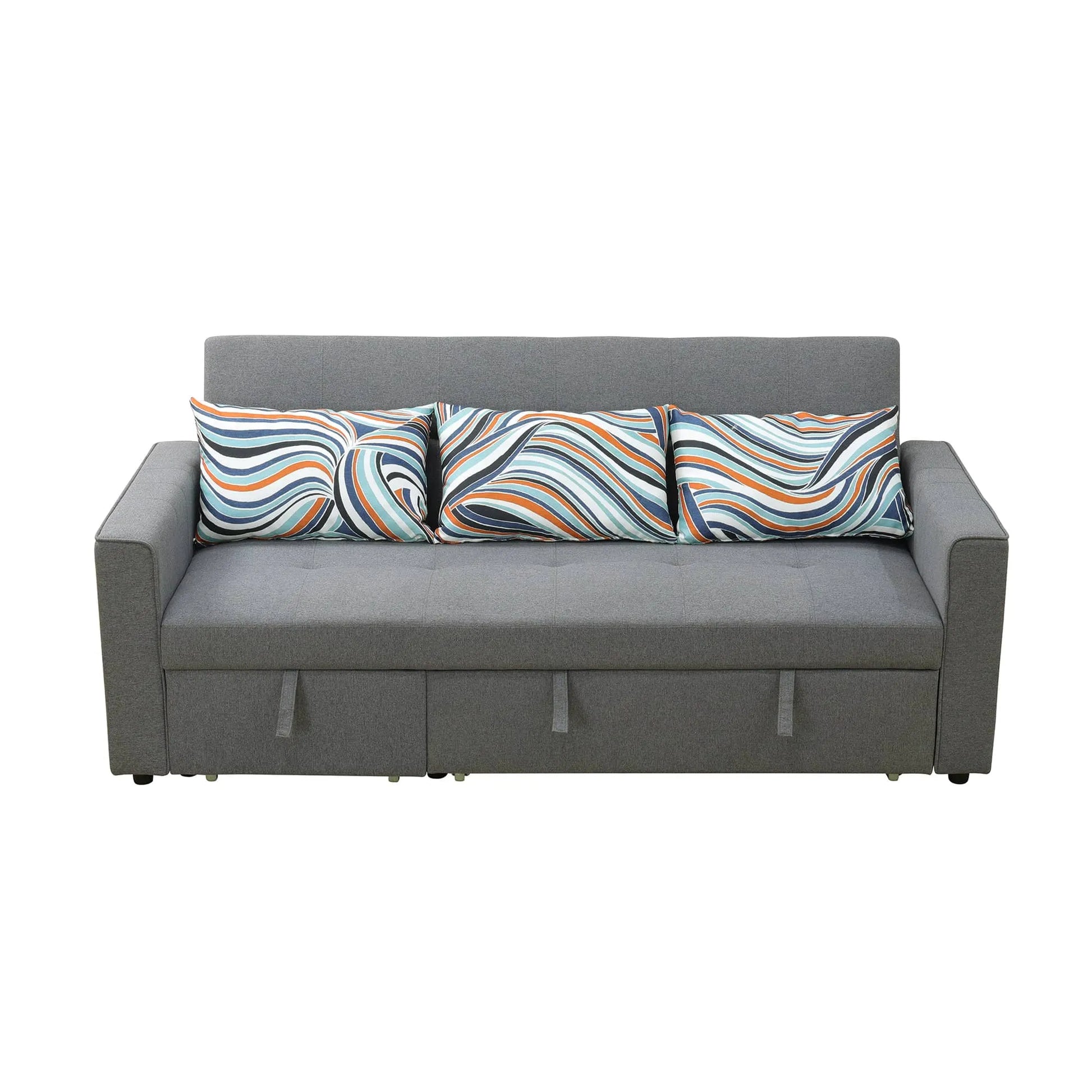 Grey Sackcloth Wide Convertible Sofa Bed image 5