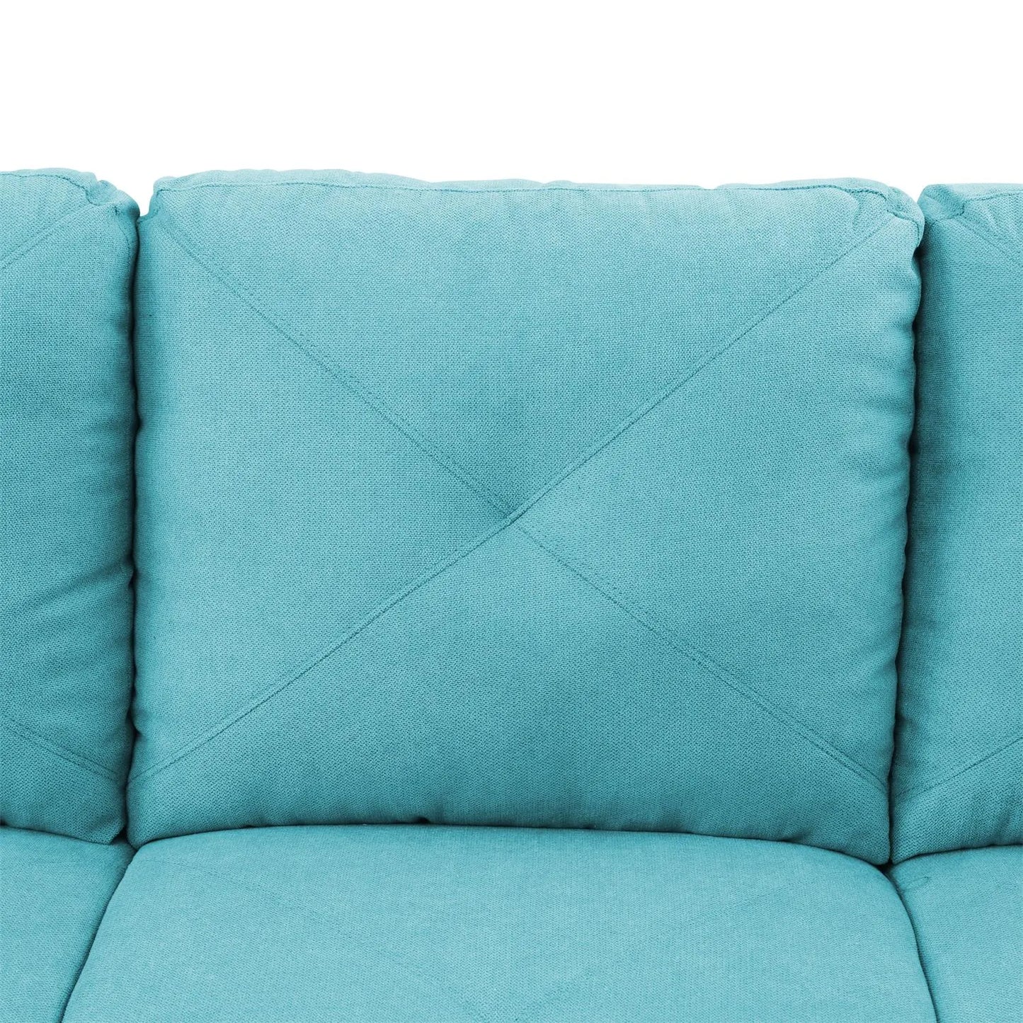 97" Wide Sky Blue Flannel L-Shaped Living Room Sectional Sofa Set — image 9