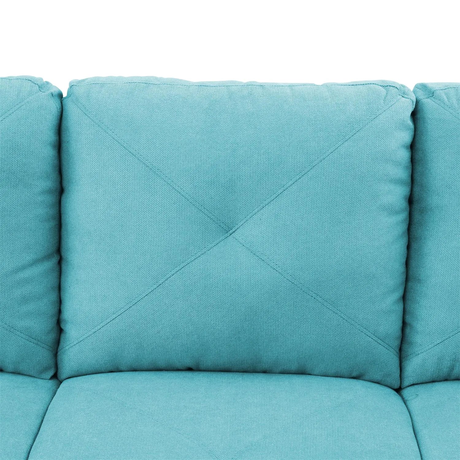 97" Wide Sky Blue Flannel L-Shaped Living Room Sectional Sofa Set — image 9
