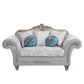 Pelumi - Loveseat With 5 Pillows - Light Gray Linen & Platinum