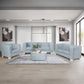 Saree - Loveseat - Light Teal Chenille & White