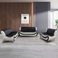 Black & White Faux Leather 3-Piece Living Room Sofa Set with Elegant Design