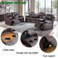 Ainehome "Cinema" 3-Piece Brown Faux Leather Manual Reclining Sofa Set