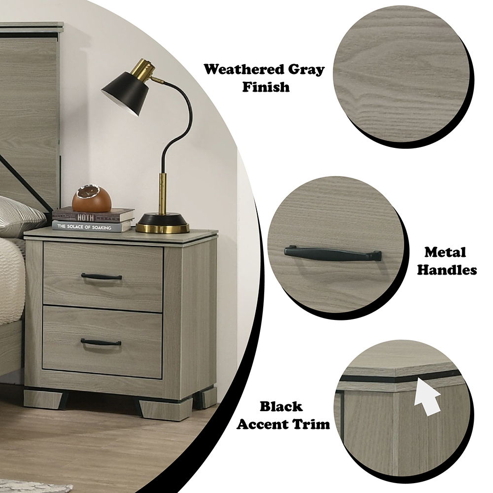Joanna - Nightstand - Weathered Gray