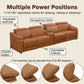 Ainehome Light Brown Leather 5-Seater Modular Power Reclining Sectional Sofa Set with Smart Storage & USB