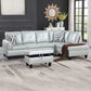 97" Wide Silver Green Faux Leather L-Shaped Living Room Sectional Sofa Set