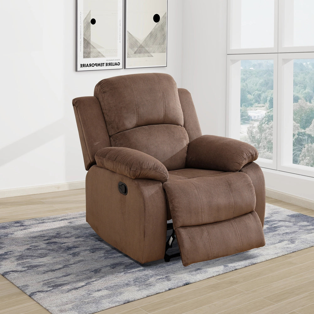 Cinema 3-Piece Plush Brown Microfiber Reclining Sofa Set