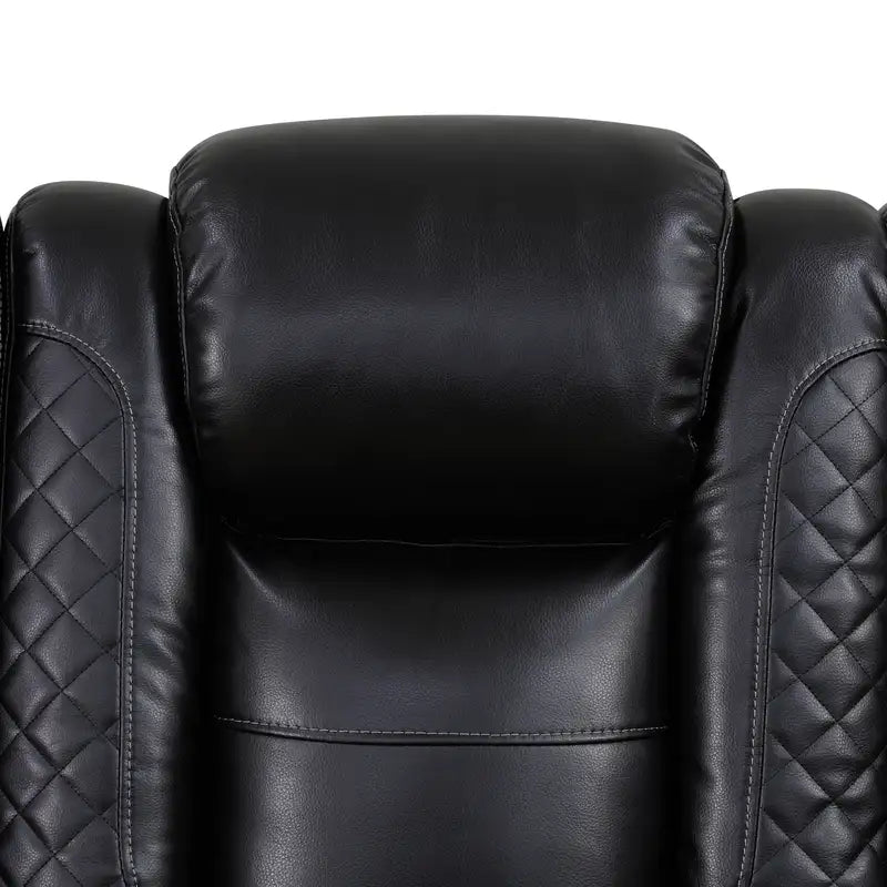 Ainehome Black Leather Power Reclining Sectional Sofa with Storage & Wireless Charging